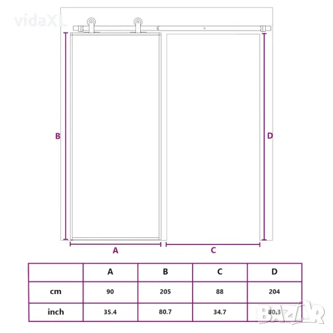 vidaXL Плъзгаща се врата 90x205 см матирано ESG стъкло и алуминий, снимка 10 - Входни врати - 56146174