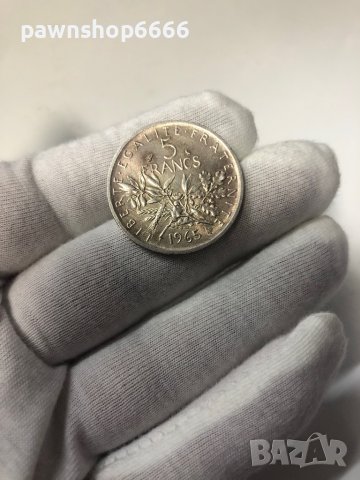 3 броя сребърни монети Франция 5 франка, 1962/1964/1965г