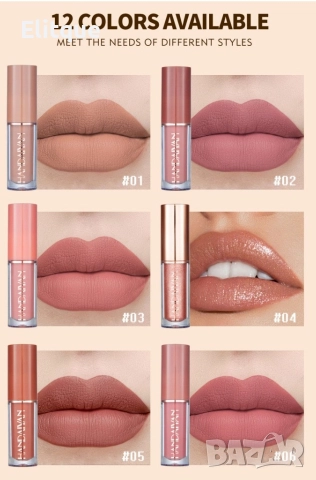 Сет от 12 течни дълготрайни матови червила HANDAIYAN, снимка 14 - Козметика за лице - 52870996