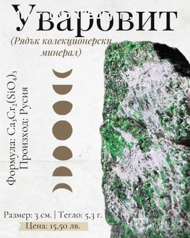 Уваровит, зелен гранат (ценен колекционерски минерал/кристал), снимка 1