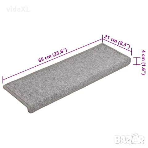 vidaXL Изтривалки за стълби 15 бр. 65x21x4 см светлосиви с правоъгълен кант, снимка 8 - Изтривалки - 56145992