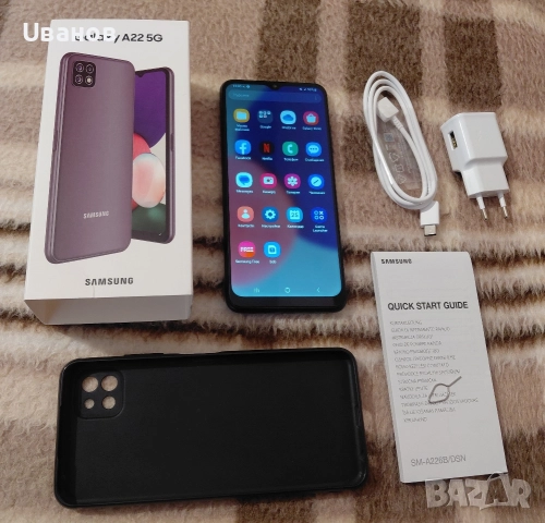 Samsung Galaxy A22 5G, 128GB/ 4GB, Dual SIM, като нов, комплет