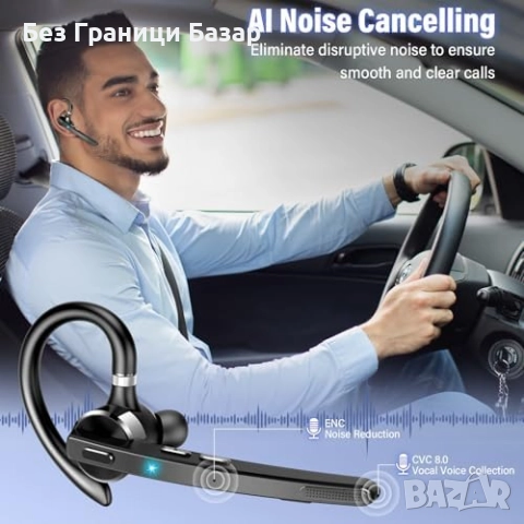 Нова Bluetooth 5.3 слушалка с Dual Mic, шумопотискане и 90 часа работа за спорт офис, снимка 3 - Bluetooth слушалки - 52306873