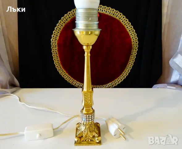 Бронзова настолна лампа,позлата,Сваровски,барок. , снимка 4 - Настолни лампи - 47747251