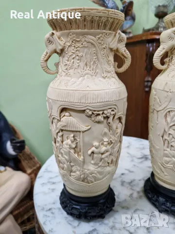 Чифт страхотни антикварни колекционерски китайски вази , снимка 8 - Антикварни и старинни предмети - 49465118