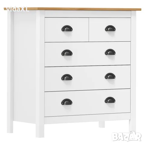 vidaXL Сайдборд Hill бял 79x40x80 см борово дърво масив