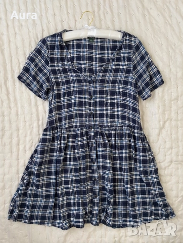 Plaid Flannel Babydoll Dress , снимка 2 - Рокли - 51822287