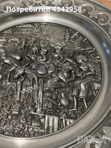 SKS ZINN.95 % (1970 г.) Калена чиния за стена., снимка 2 - Антикварни и старинни предмети - 52892666