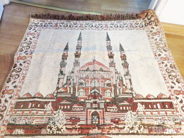 Старинно турско молитвено килимче джамията Селимийе в Едирне - красота в златни нишки - направете, снимка 7 - Антикварни и старинни предмети - 34592436