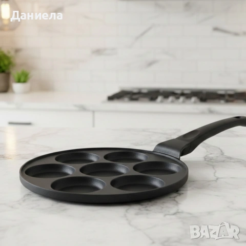 Тиган за 7 палачинки Ø28 см Cheffinger – мраморно незалепващо покритие, индукционен, снимка 5 - Съдове за готвене - 53180969