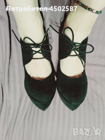 Черни обувки в връзки и 15 см ток, снимка 4 - Дамски обувки на ток - 52949125