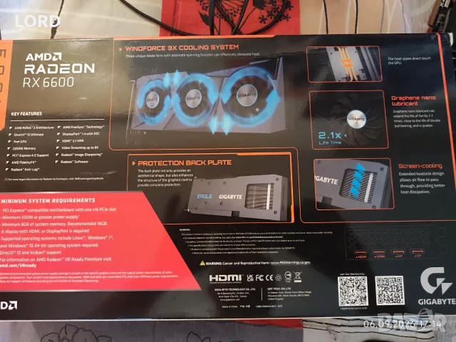Видеокарта RX 6600 8GB Gigabyte Eagle , снимка 10 - Видеокарти - 55970327
