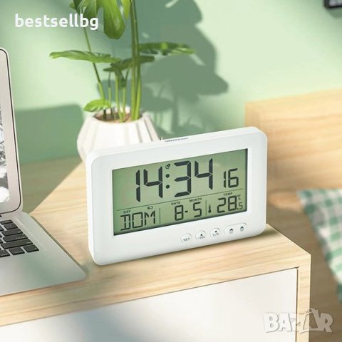 Електронен настолен часовник дигитален с осветление температура аларма, снимка 9 - Други - 42188699
