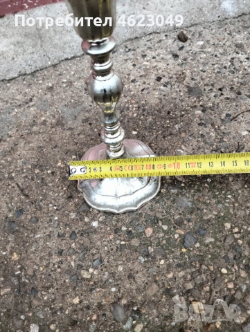 Посребрен свещник с маркировка, снимка 4 - Антикварни и старинни предмети - 52366194