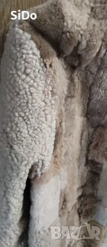 HOBA Синя шуба с кожа отвътре размер 52, снимка 4 - Други - 49893318