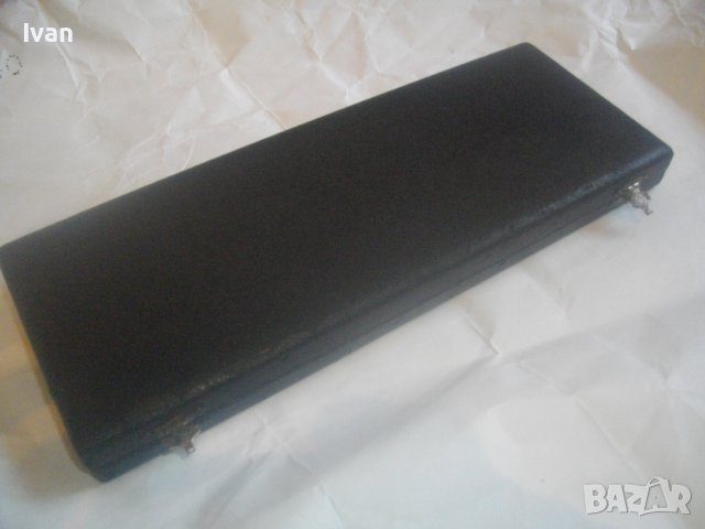 Старинна Кутия За Шублер - Дървена с Кожа и Метални Копчалки-330х110х25мм-Немска