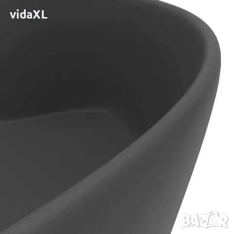 vidaXL Луксозна мивка с преливник тъмносив мат 36x13 см керамика, снимка 6 - Мивки - 56146113