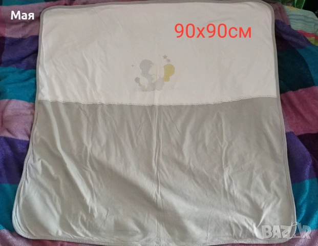 Порт-бебе, ръчно плетено одеало, памучна пелена и подаръци, снимка 5 - Спално бельо и завивки - 53690539