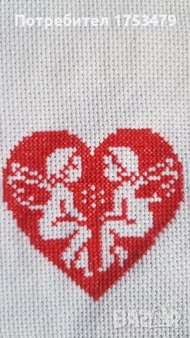 Сърце с ангели бродерия гоблен мартеници, снимка 4 - Гоблени - 38818512
