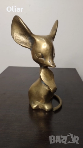 Много симпатична и нестандартна фигурка на мишле с големи уши. Бронз., снимка 4 - Статуетки - 52257816