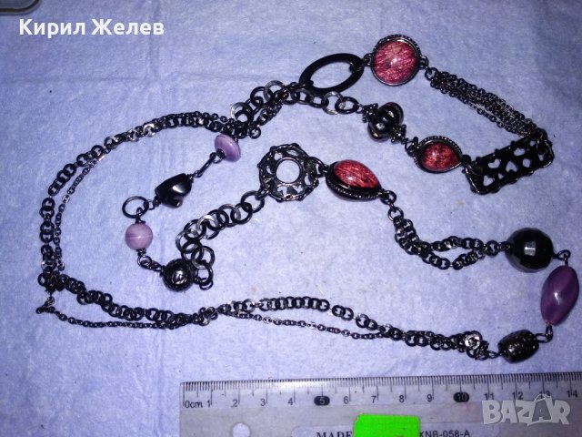 ЕЛЕГАНТНА МОДНА ОГЪРЛИЦА с ПОЛИРАНИ ПОЛУСКЪПОЦЕННИ КАМЪНИ 26562, снимка 3 - Колиета, медальони, синджири - 41860849