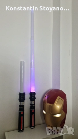 Marvel Iron Man  3D маска лампа за стена с два меча Железният човек, снимка 3 - Декорация за дома - 53041250