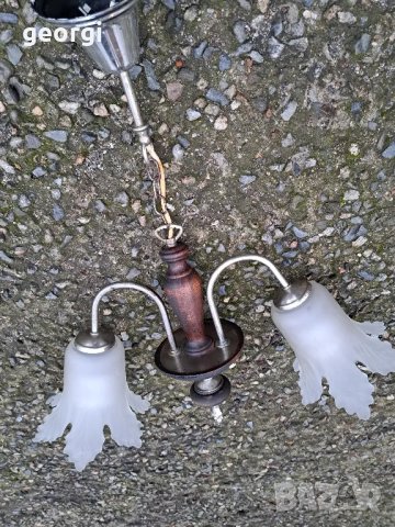 ретро абажур полилей от метал и дърво, снимка 10 - Полилеи - 48211631