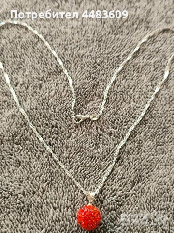 Сребърно колие с оранжев цирконии , снимка 3 - Колиета, медальони, синджири - 53795900