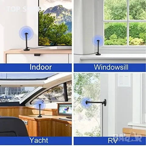 Нова Телевизионна антена на закрито с усилвател 250+ 4K 1080P HDTV, снимка 2 - Други стоки за дома - 49339262