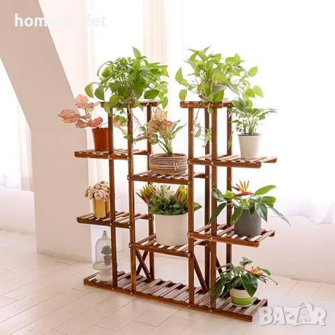 ПРОМОЦИЯ Стелаж за саксийни цветя от борова дървесина XJJ149, снимка 2 - Стайни растения - 48943215