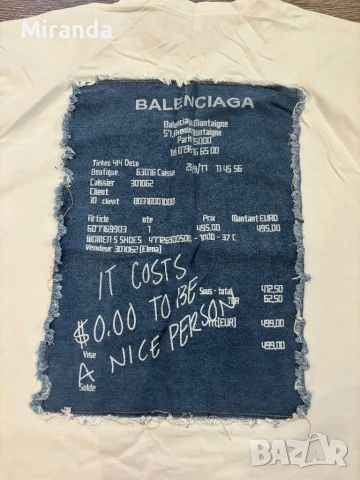 Balenciaga Бяла тениска L, снимка 4 - Тениски - 50787258