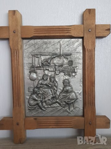 Стара немска релефна и гравирана оловно цинкова картина, снимка 6 - Картини - 33778820