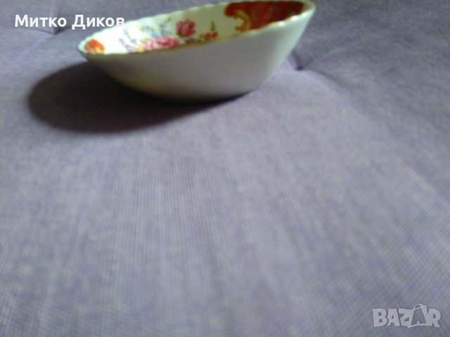 Bavaria alt mitterteich 1887 Germany art colection 24 K Gold маркова порцеланова чинийка 118х95х26мм, снимка 8 - Колекции - 44244420