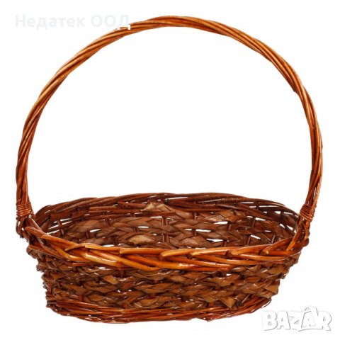 Великденска декорация, Плетена кошница с висока дръжка , Бамбук, 32x25x10cm