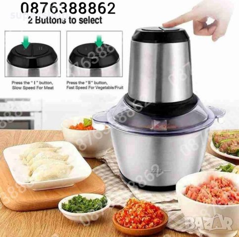 Професионален Електрически Чопър Месомелачка 2L. 1200W, снимка 4 - Чопъри и пасатори - 44416198