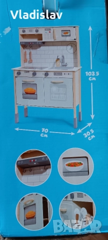 Дървена детска кухня със светлина и звук, снимка 2 - Играчки за стая - 52590412
