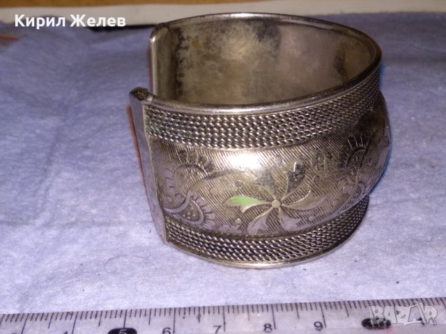 ПОСРЕБРЕНА СТИЛНО ОРНАМЕНТИРАНА РЕГУЛИРУЕМА МЕСИНГОВА РЕТРО АР НУВО ГРИВНА 16708, снимка 9 - Гривни - 41202269