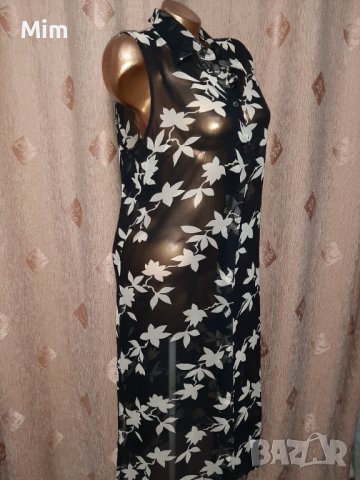 42  Черно прозрачно парео/ рокля/на бели цветя , снимка 8 - Рокли - 41078416