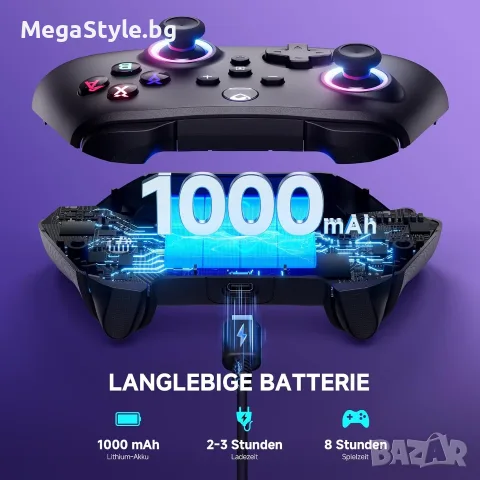 Безжичен Контролер ECHTPower SP06 – RGB, Hall Effect, 1000mAh (За Switch / PC / iOS / Android), снимка 7 - Аксесоари - 55750910