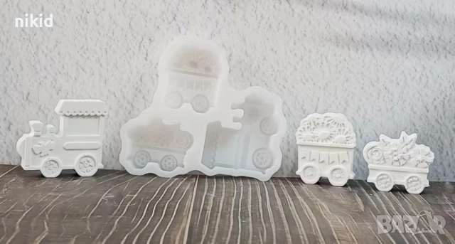 3D 3 Коледен Вагон вагони влак локомотив силиконов молд форма фондан смола шоколад гипс декор
