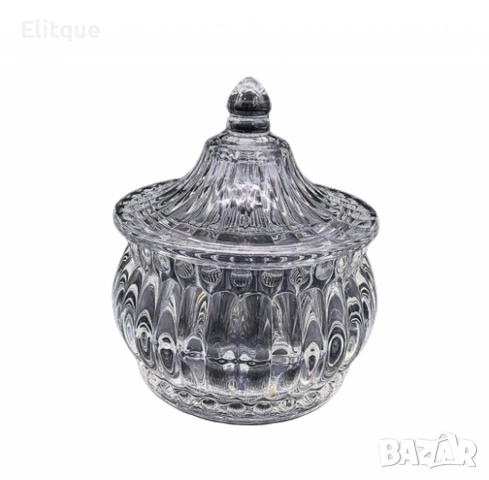 Стъклена захарница с капак, снимка 7 - Други стоки за дома - 52861441