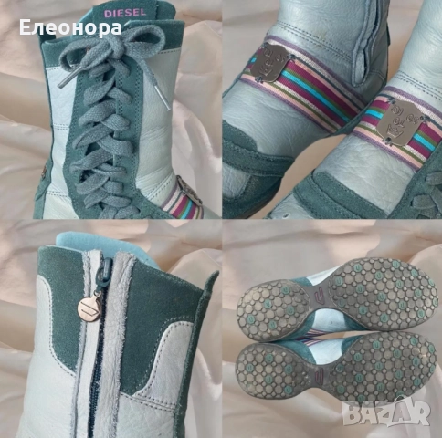 естествена кожа и велут Disel спортни боти, снимка 4 - Дамски боти - 51545539