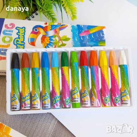 2391 Маслени пастели за рисуване, 12 цвята, снимка 3 - Ученически пособия, канцеларски материали - 33991222
