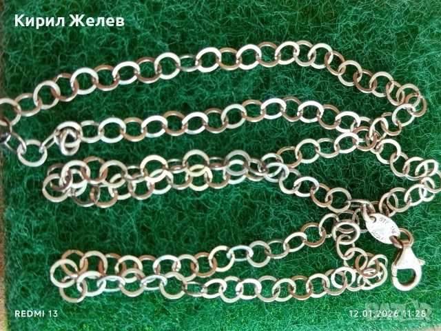 Сребърно колие плетка тип Белчер елегантен стилен дизайн 52658, снимка 6 - Колиета, медальони, синджири - 53070573