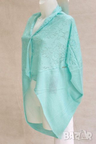 Лятна ажурена дамска жилетка светлосиня аква Enny Wear EU 44-48, снимка 4 - Жилетки - 41932906