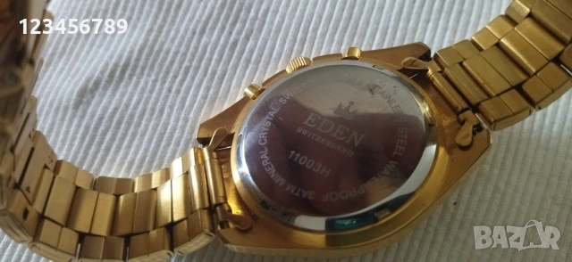 Кварцов мъжки Швейцарски часовник, работещи всички стрелки,златист циферблат, снимка 5 - Мъжки - 53578943