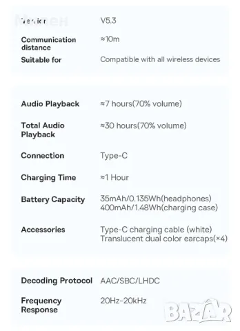 Безжични слушалки Baseus - Bowie M2s, TWS, ANC, черни, снимка 7 - Слушалки, hands-free - 48877380