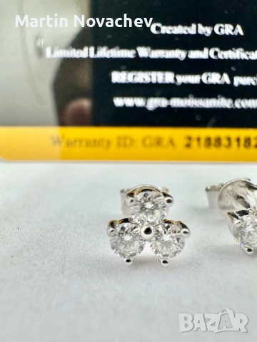 Сребърни обеци с мойсанит (Диамант) 0.6 карата, снимка 6 - Обеци - 52933340