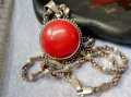 МАРКОВО СРЕБЪРНО КОЛИЕ с СРЕБЪРЕН МЕДАЛЬОН СРЕБРО 925 ITALY с ЮВЕЛИРНО ШЛИФОВАН ЧЕРВЕН КОРАЛ 34928, снимка 12