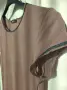 Кафява тениска с кант от естествена кожа Massimo Dutti - размер XS, снимка 2
